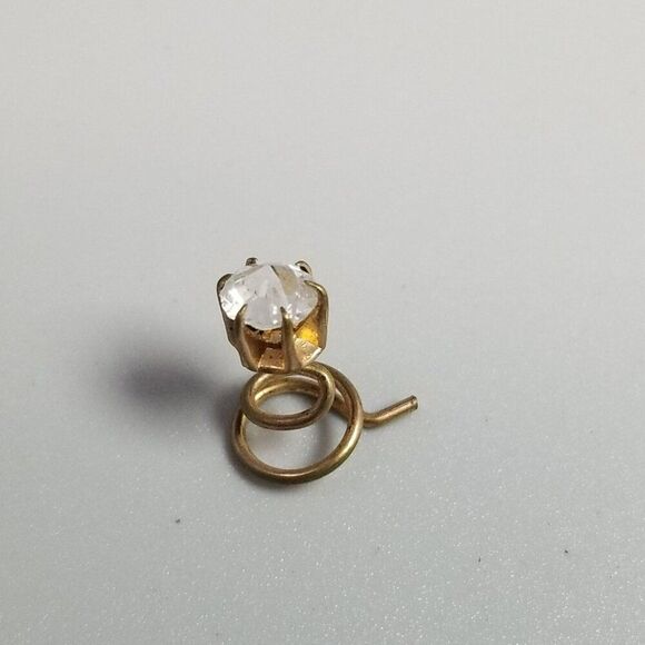 Antique Gold Tone Glass Rhinestone Spiral Dress Shirt Button Stud Vintage Estate - Picture 2 of 7